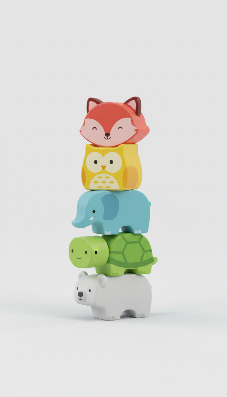 Blocs empilables animaux colorés